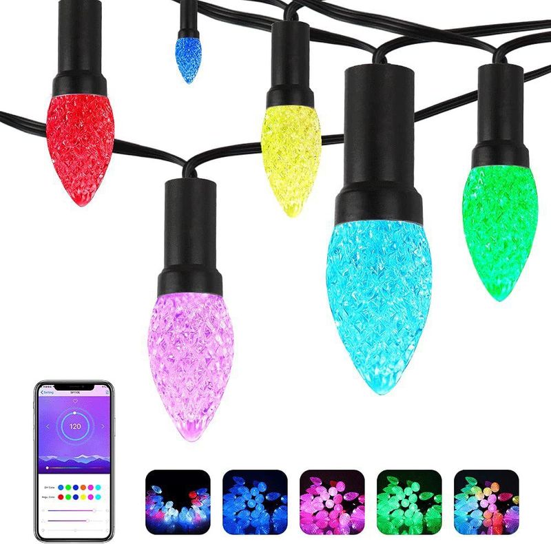 Kodu ja aed väljas Smart Bluetooth LEDC9 maasika valgusnöör pulma aia valgusti jõulupühade valguse kaunistus Led valguse string_voghion.com