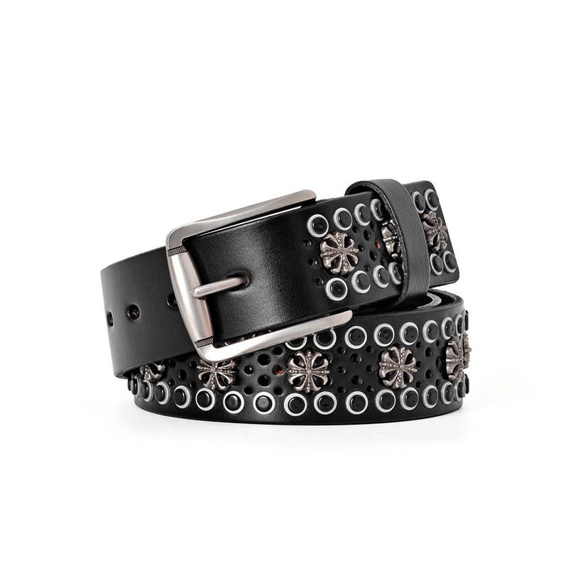 Europa und die Vereinigten Staaten Punk-Stil Leder Damen Gürtel Nieten Kreuz Hohl Persönlichkeit Hip-Hop Wind Neutral Wind Breiten Gürtel_voghion.com