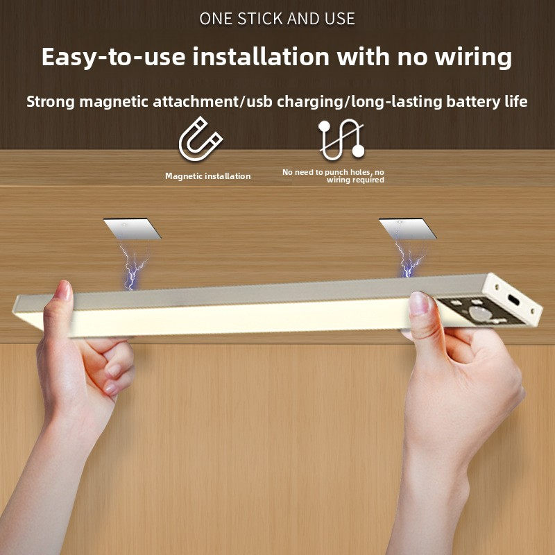 Ultra-Thin Motion Sensor Led Strip Light - Magnetic & Adhesive Rechargeable Under Cabinet Lighting (Auto On/Off Dimmable No Wiring Needed)​​_voghion.com