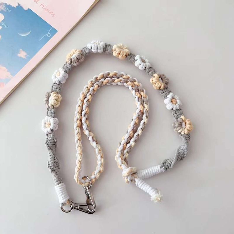 Mobile Phone Long Lanyard Yarn Woven Flowers Adjustable Lanyard Crossbody Hanging Neck Mobile Phone Chain_voghion.com