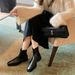 Stivali corti in vera pelle con punta quadrata, stile britannico, eleganti, con tacco sottile e suola spessa, autunno inverno, Grape Mom_voghion.com