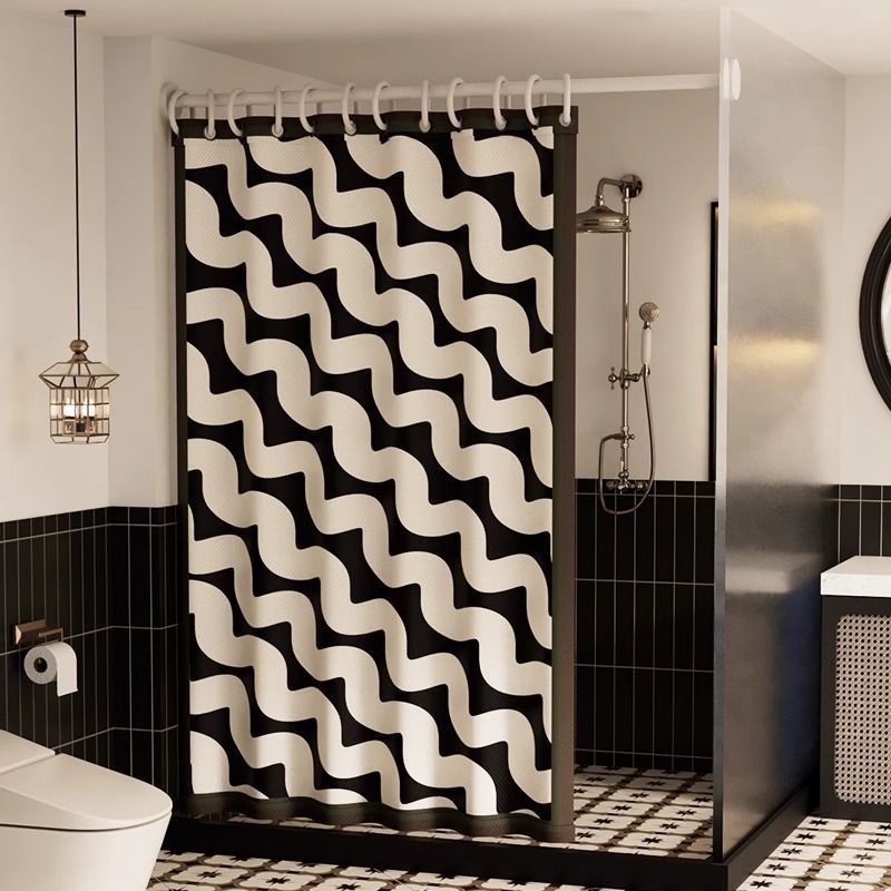 Bathroom Waterproof Cloth Set No Drilling Partition Shower Room Toilet Mildew-Proof Curtain_voghion.com