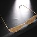 Shiny Full Diamond Rhinestone Glasses Frame Lens Free Metal Foldable Eye Frame Face Accessories Female Frame_voghion.com