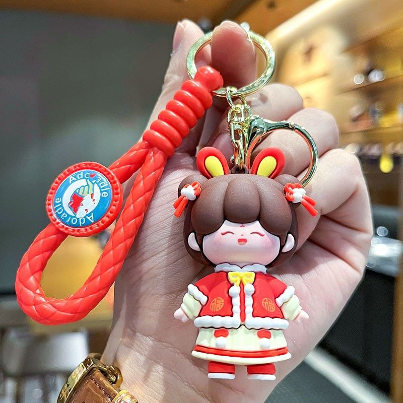 New Year's Guochao Chihuahua Cute Chinese Style Boys and Girls Pendant Couple Gift Keychain Pendant_voghion.com