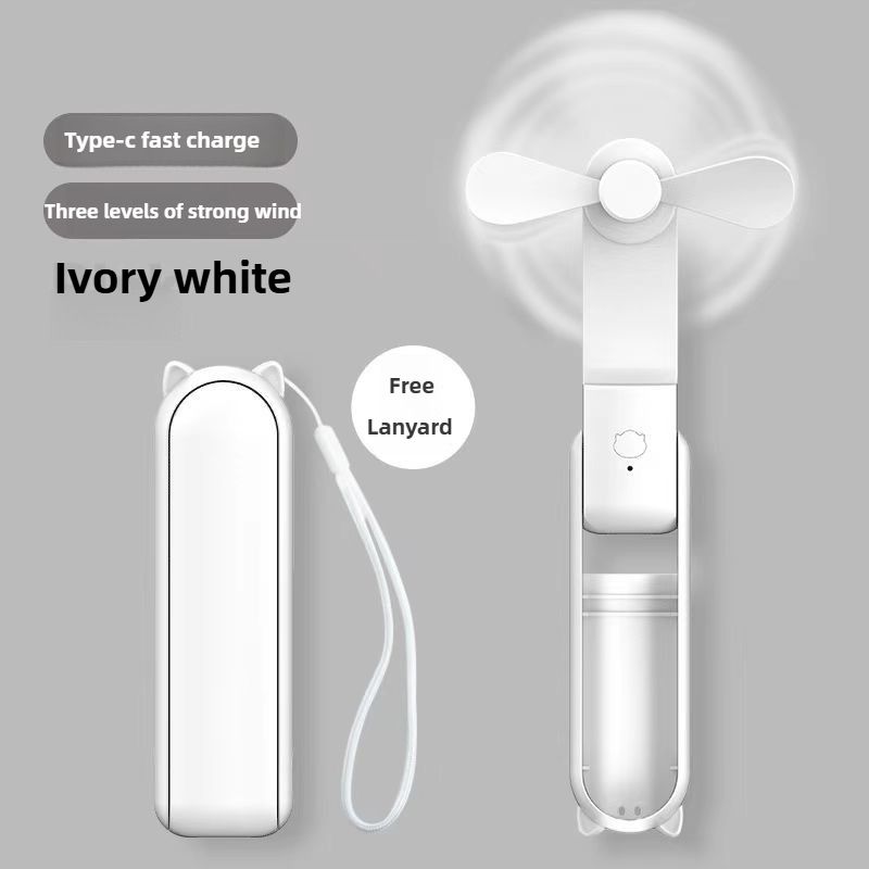 Internet Celebrity 3-in-1 Portable Folding Mini Power Bank Handheld Silent Small Fan USB Port_voghion.com