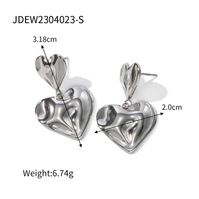 Joyas de moda populares de Instagram, pendientes colgantes de amor con patrón de martillo de acero de titanio, sentido del diseño, temperamento,_voghion.com
