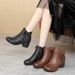 Echtes Leder Mid-Heel Round Toe Casual Top Layer Rindsleder Ethnische Kurze Stiefel Damen Herbst Neuer Stil_voghion.com