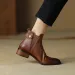 Ankle Hot Women's Boots With Elastic Band Leather Low Winter Tube Bottes 2024 - Booties, Heel,_voghion.com