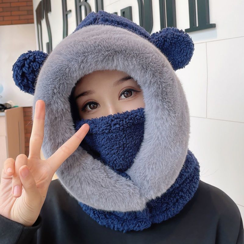 Designer-Trend, Unisex, Eltern-Kind-Modelle, verdickter Schal, einteiliger Hut, Winterhals, warm, winddicht, kalter Gesichtsschutz, Hut, Gehörschutz_voghion.com
