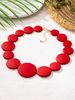 1 set of Angora red resin paint round piece buckle collar bone necklace earrings set_voghion.com