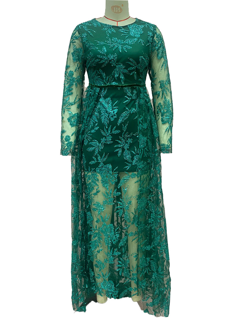 Women's Clothing Gold Embroidery Sexy Hip Wrapped Big Swing Dress_voghion.com