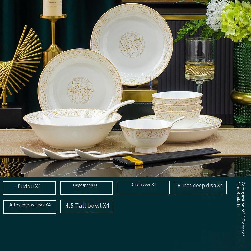 Bone Dinnerware Set – Luxury Handcrafted Round Bowls & Plates With Gold Trim (Microwave Safe Gift Box For Holidays & Weddings)​_voghion.com