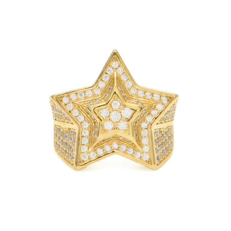 Bague pour homme style hip-hop, style rap, créative, pentagramme 3D, cuivre incrusté de zircons_voghion.com