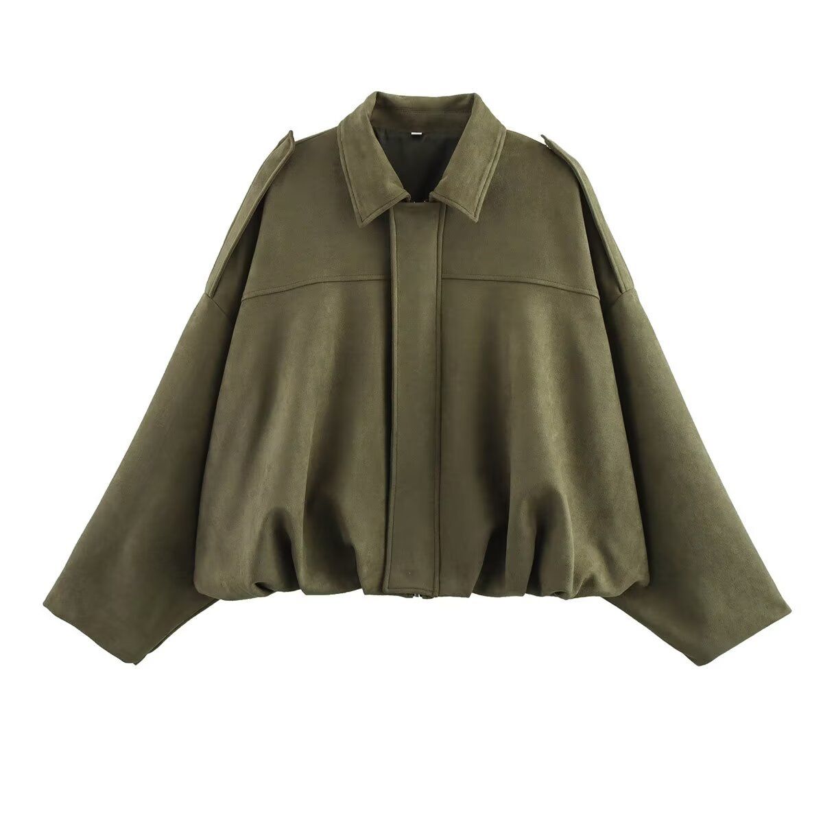 Women's Nine-Color Suede Textured Turn-Down Collar Bomber Jacket_voghion.com