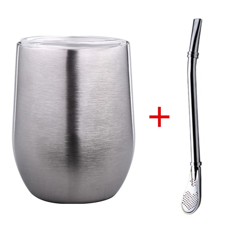 Tazza per Yerba Mate in acciaio inossidabile 304 a doppia parete, yerba mate argentina, con coperchio/cannuccia, tazza portatile per tè e caffè, thermos_voghion.com