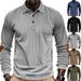 Herren Retro Cord Locker Lässig Revers Langarmhemd Patch Poloshirt_voghion.com