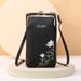 2024 New Women's Mobile Phone Bag Korean Edition Fashion Lychee Pattern Solid Color Embroidery Oblique Span Shoulder Bag_voghion.com