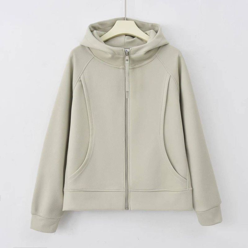 Herfst winter nieuw rits vest effen kleur straalt temperament uit, hoodie verdikt en warm, sport lange mouwen_voghion.com