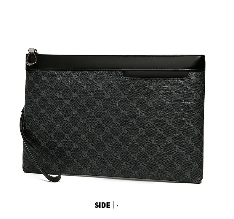 Pochette pour homme, sac à main, sac à main, sac d'affaires haut de gamme, sac à main tendance imprimé en PU, grande capacité, pour les déplacements et les loisirs._voghion.com
