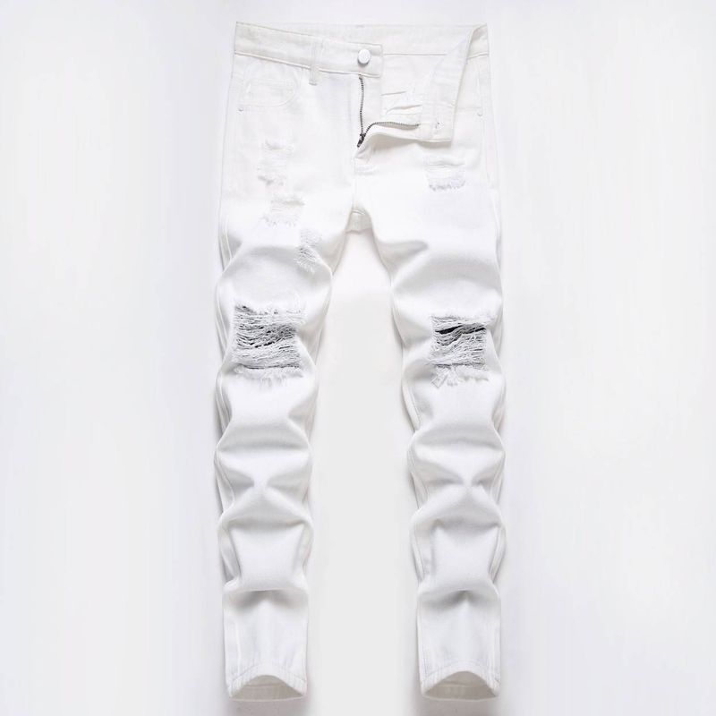 Kinderbekleidung Reinweiße, gerade geschnittene Jeans ohne Stretch für Jungen_voghion.com