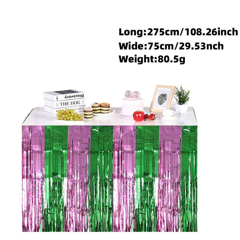 Cortina de seda de lluvia a juego, 75 x 275 cm, color rosa y verde, para mesa, con temática de bruja mágica, decoración para fiesta, con borlas para mascotas_voghion.com