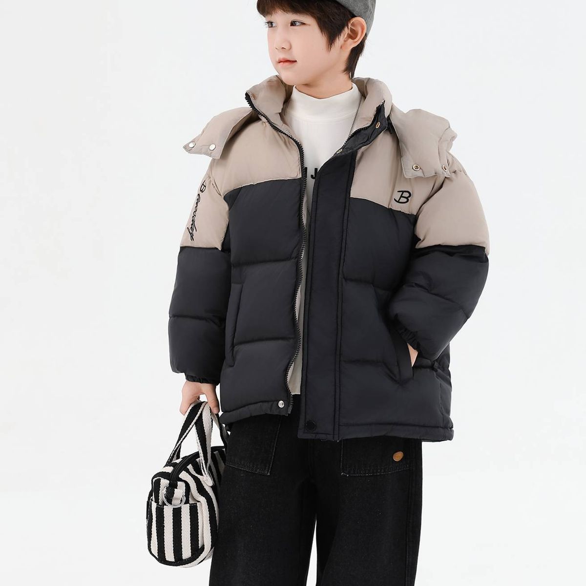 Boys' Puffer Jacket – Ultra-Warm 90% White Duck Down Coat (2 Colors, 6 Sizes, Detachable Hood)_voghion.com