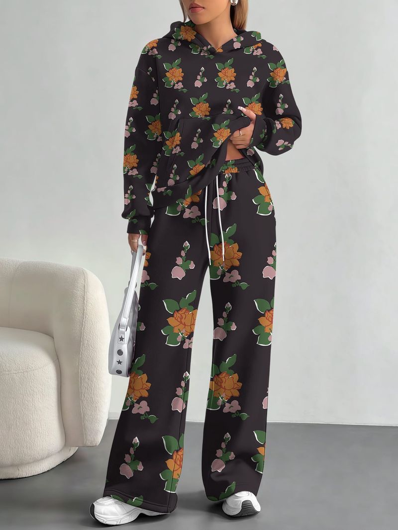 2025 Foreign Trade Pink Cherry Print New Hot Style Autumn And Winter New Retro Floral Fashion Casual European And American Women_voghion.com