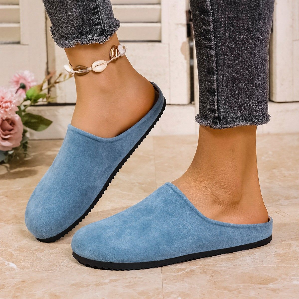 Women's Shoes Sandals Spring And Autumn Thick Soled Slip On Lazy Large Size Half Slip_voghion.com