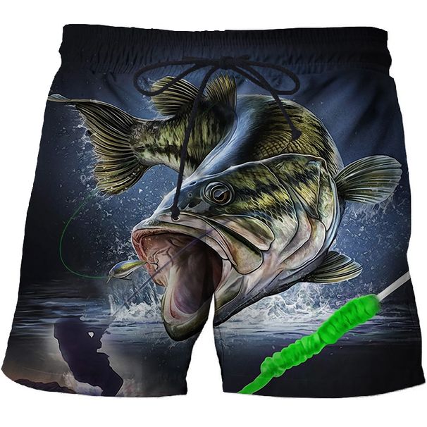 Herren-Badehose mit tropischem Fisch, HD-3D-Druck, Hip-Hop-Sommer-Baggy-Pool-Shorts, Strandshorts_voghion.com