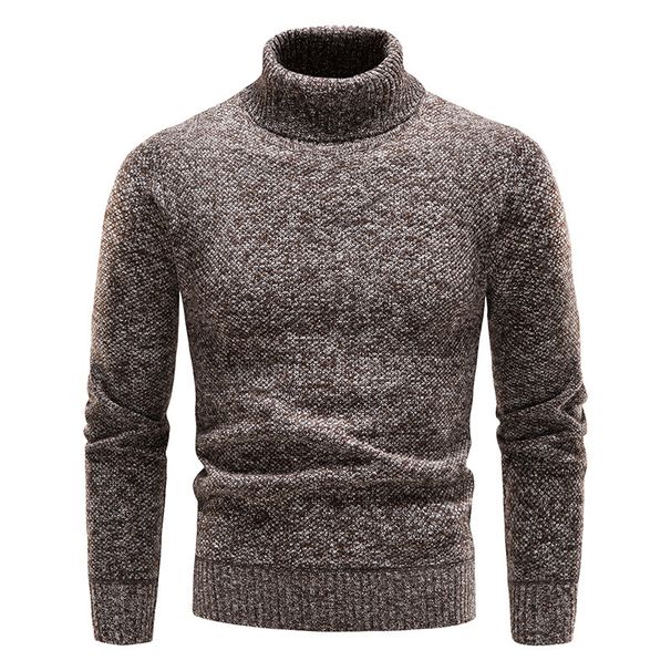 Men's Fleece-Lined High Neck Sweater - Warm Winter Knit Pullover With Soft Inner Fleece, Casual Loose Fit For Comfort & Style_voghion.com
