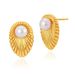 Orecchini in ottone placcato in stile barocco con perle in vero oro K, materiale in perle di conchiglia, eleganti fibbie per orecchini_voghion.com