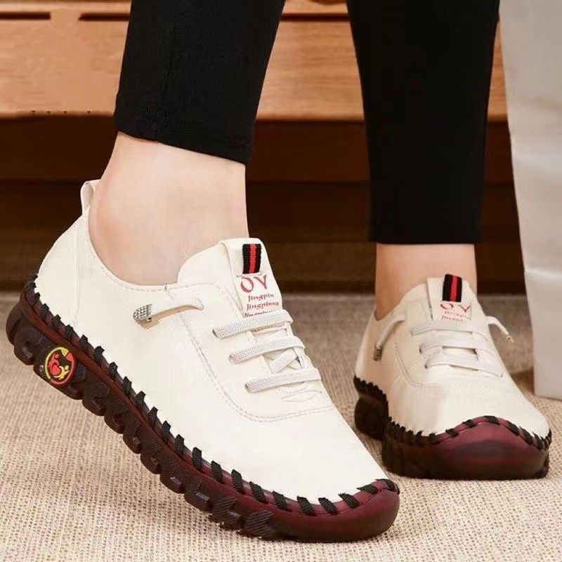 Stock reine handgenähte Linie große grenzüberschreitende Studentenschuhe weibliche unabhängige Station flache Mutter Einzelschuh Freizeitschuhe_voghion.com