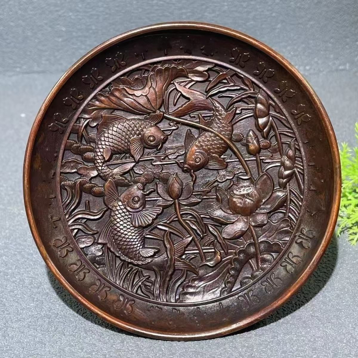 Ancient-style Year After Year Abundance And Blessing Plate - Year After Year Fish Collection Of Antique And Second-hand Items Platter_voghion.com