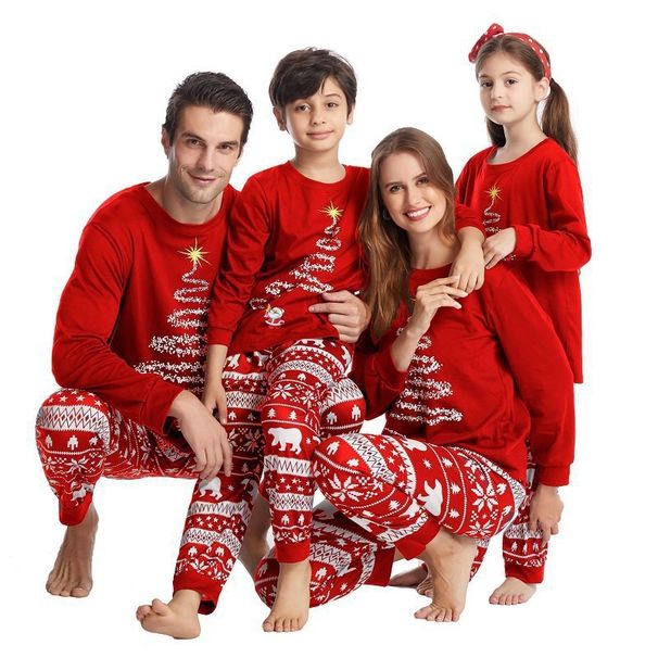 Warm Christmas Family Pajamas Set Cotton Loungewear For Parents And Children Winter Holiday_voghion.com
