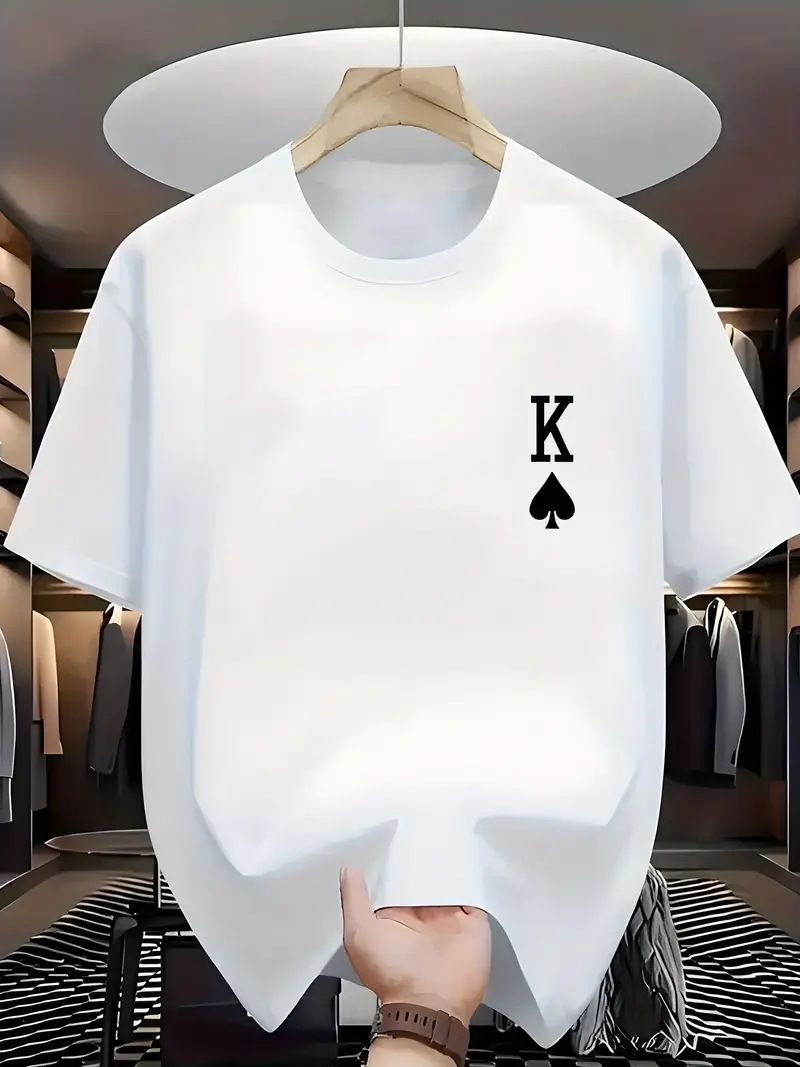 Lässiges T-Shirt für Herren, Spade K, kleines Taschen-Logo-Design, atmungsaktiv, perfekt für den Sommer, lässiges Oberteil_voghion.com