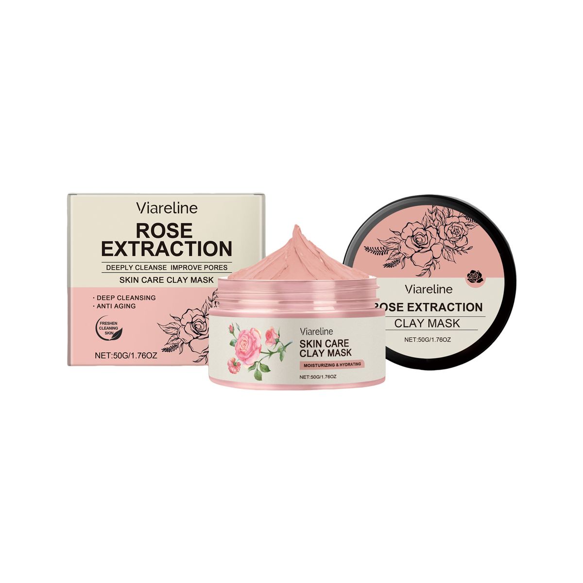 VIARELINE Deep Mud Series Sanfte Reinigung, feuchtigkeitsspendende und feuchtigkeitsspendende Maske für die tägliche Anwendung_voghion.com