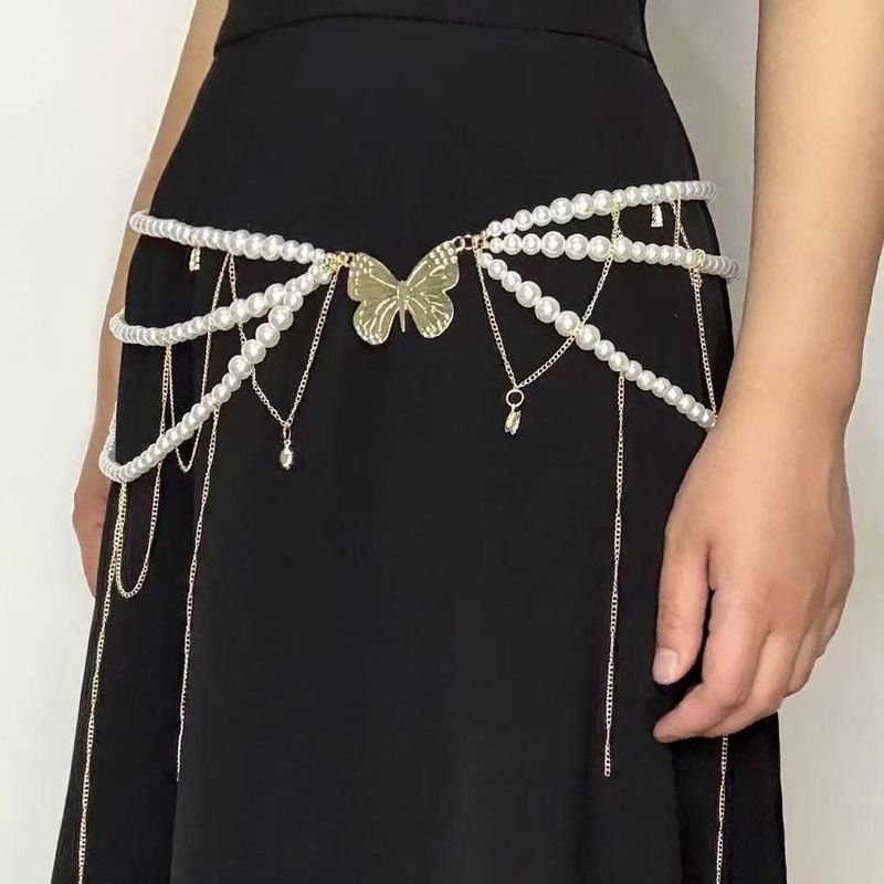 Taillenkette mit Schmetterlingsperlenquaste – Leichter Luxus-Stapelgürtel für Damen, eleganter und trendiger Taillenschmuck_voghion.com