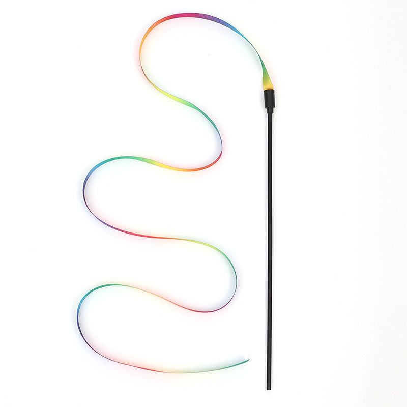 Kjæledyrprodukter, internettberømte leker, lang stangteaserpinne, dobbeltsidig regnbuebånd, katteinteraksjon, selv_voghion.com