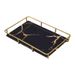 Elegant Bathroom Vanity Tray - Modern Single-Tier Makeup Organizer With Gold Accents For Countertop & Sink Area (Large/Small, Black/White Gold)_voghion.com