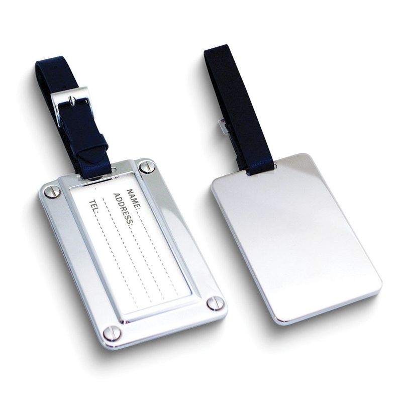 Silver-tone Luggage Tag With Buckle Strap_voghion.com