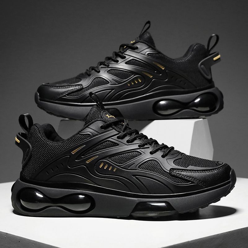 Luchtkussensport voor heren 2024 Nieuwe lage veterschoenen Black Mamba Running Mesh dikke zool papa-schoenen_voghion.com