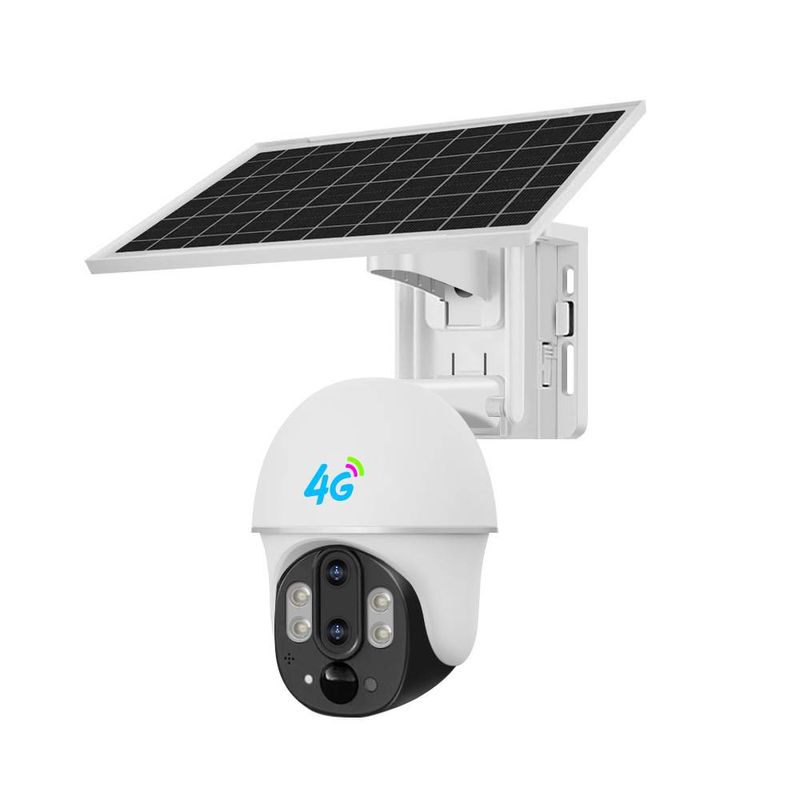 Caméra de sécurité double mode V380 - Zoom optique, panoramique/inclinaison à 360°, alimentation solaire, surveillance extérieure_voghion.com