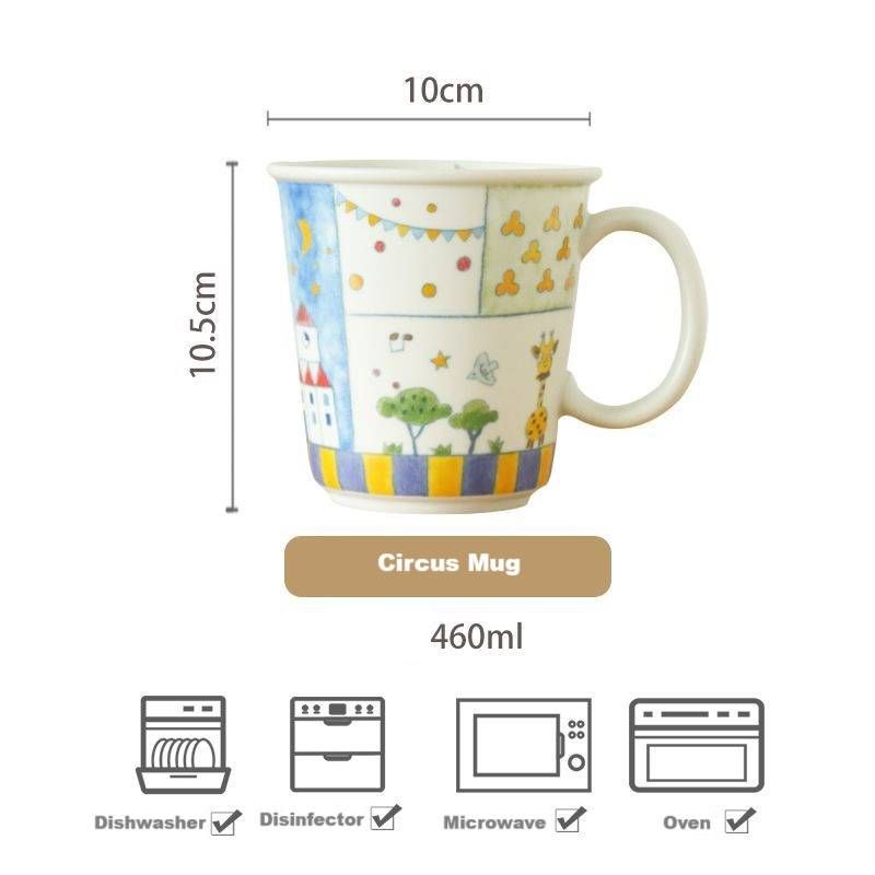 Cute Cartoon Circus Coffee Cup And Saucer Set_voghion.com