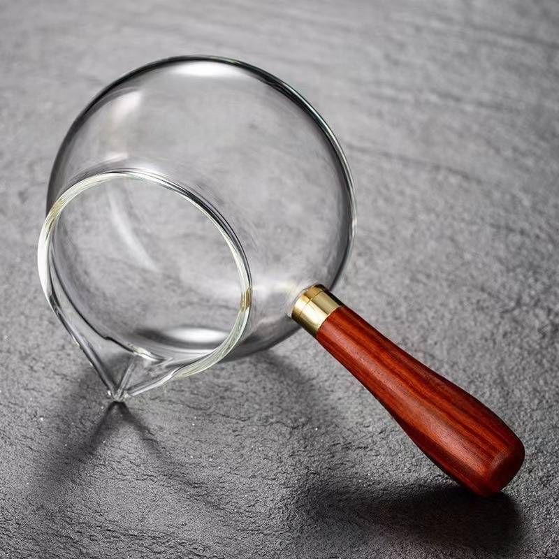 Heat-Resistant Glass Tea Pitcher With Wooden Handle - Borosilicate Gongfu Tea Cup Optional 304 Stainless Steel Strainer Minimalist Side Handle Teapot_voghion.com