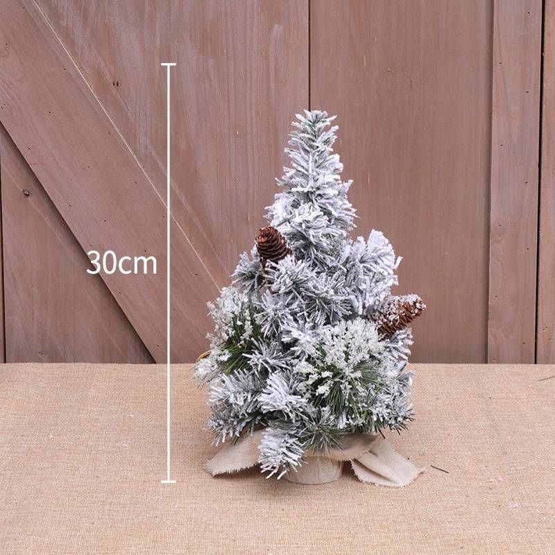 Mini Flocked Christmas Tree With Snowfall Effect – 30cm/40cm/50cm/60cm Realistic Pine Tabletop Decor For Home & Retail Displays_voghion.com