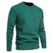 New men's round neck pullover sweater solid color bottom cotton sweater _voghion.com