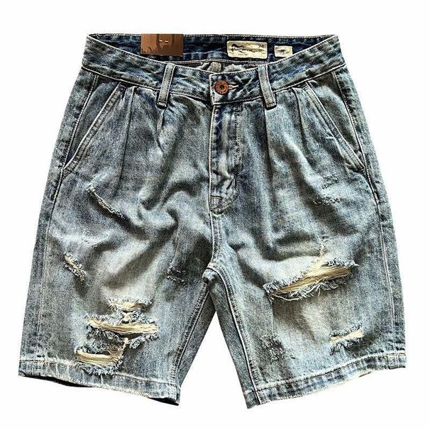 Kis és niche lyukú, szakadt koldusnadrág, nyári farmer capri, egyenes szabású, ifjúsági trendi rövidnadrág_voghion.com