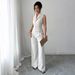 Damenbekleidung Urlaubsstil Knopfweste Hose Zweiteiliger Anzug_voghion.com