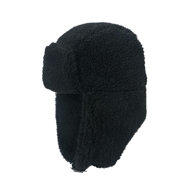 Hat  lamb wool cold-proof winter hat for winter students, versatile cycling full-hair ear protection, cold-proof plush Lei Feng hat for men and women_voghion.com