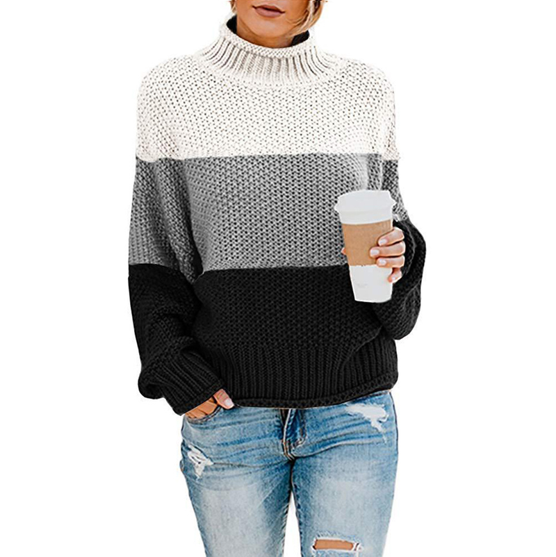 Maglione grosso da donna a collo alto a maniche lunghe_voghion.com